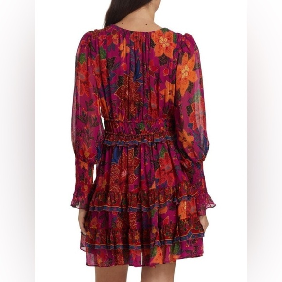 FARM RIO Tropical Tapestry Long-Sleeve Minidress Size M - Picture 11 of 16